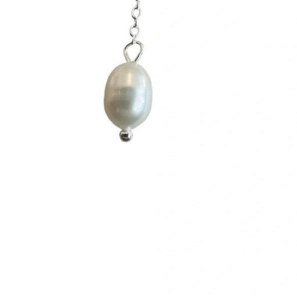 Freshwater Pearl 925 Silver T Style Necklace - Picture 4 of 4